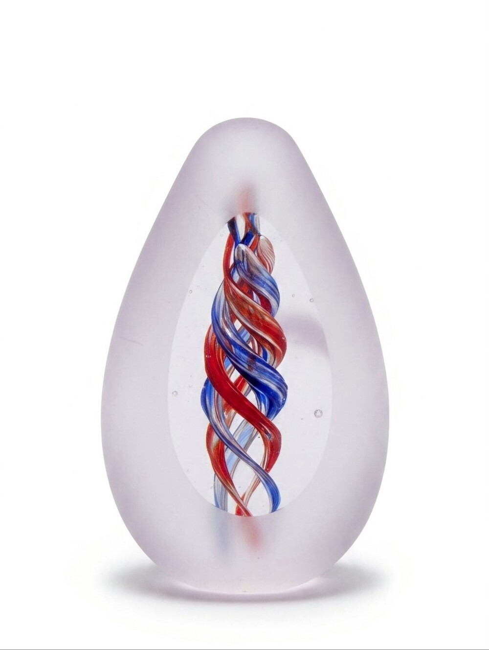 Vintage Egg-shaped or Teardrop Shaped Hand Blown Art Glass Paperweight Keepsake